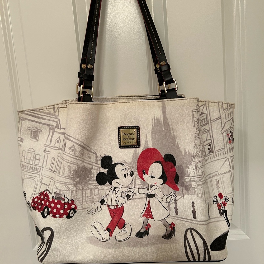 Dooney & Bourke White Mickey & Minnie Printed Tote Bag